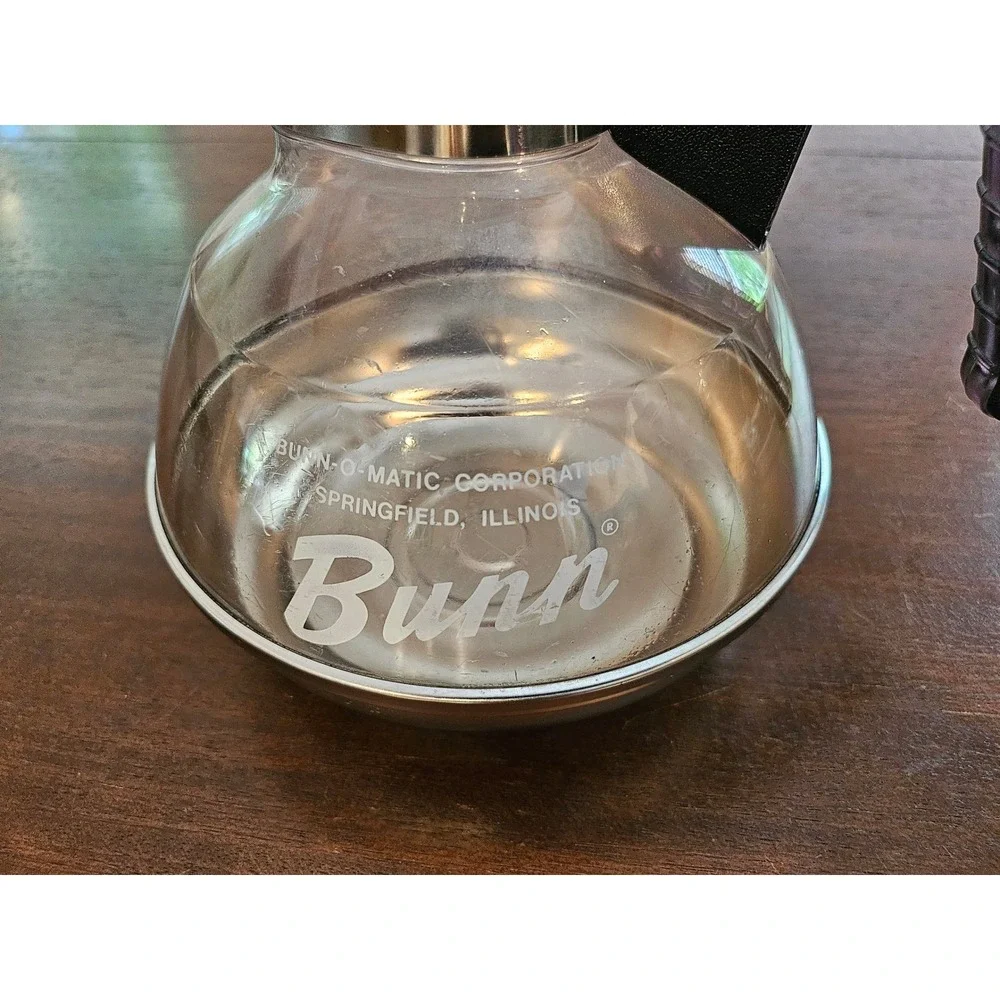Bunn Coffee Carafe Decanter Stainless Steel Base Clear Plastic Black Handle